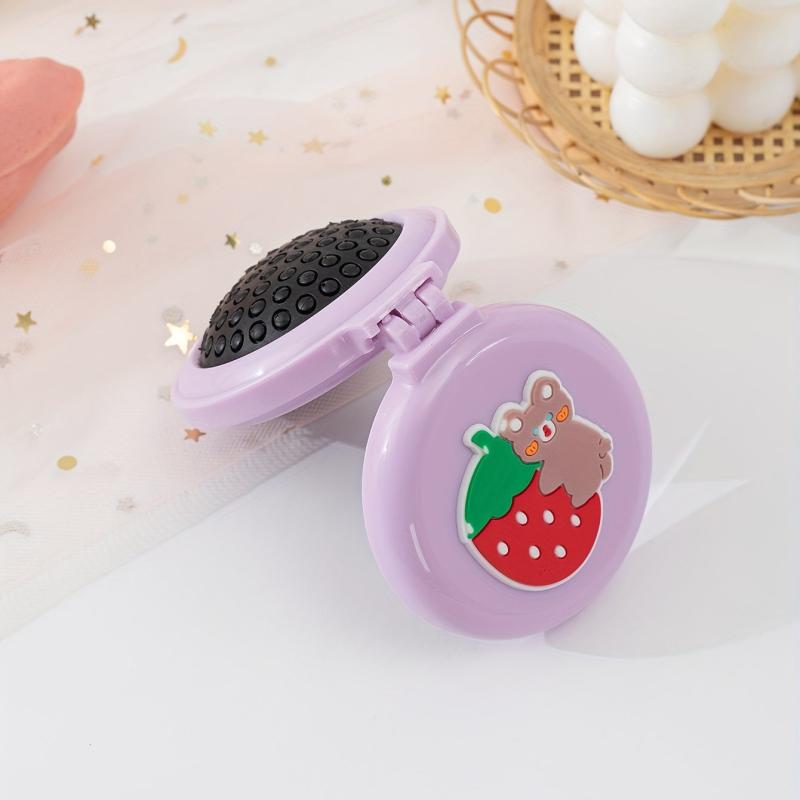 Round Mini Hair Brush w/ Mirror and Massage Comb for Women & Girls