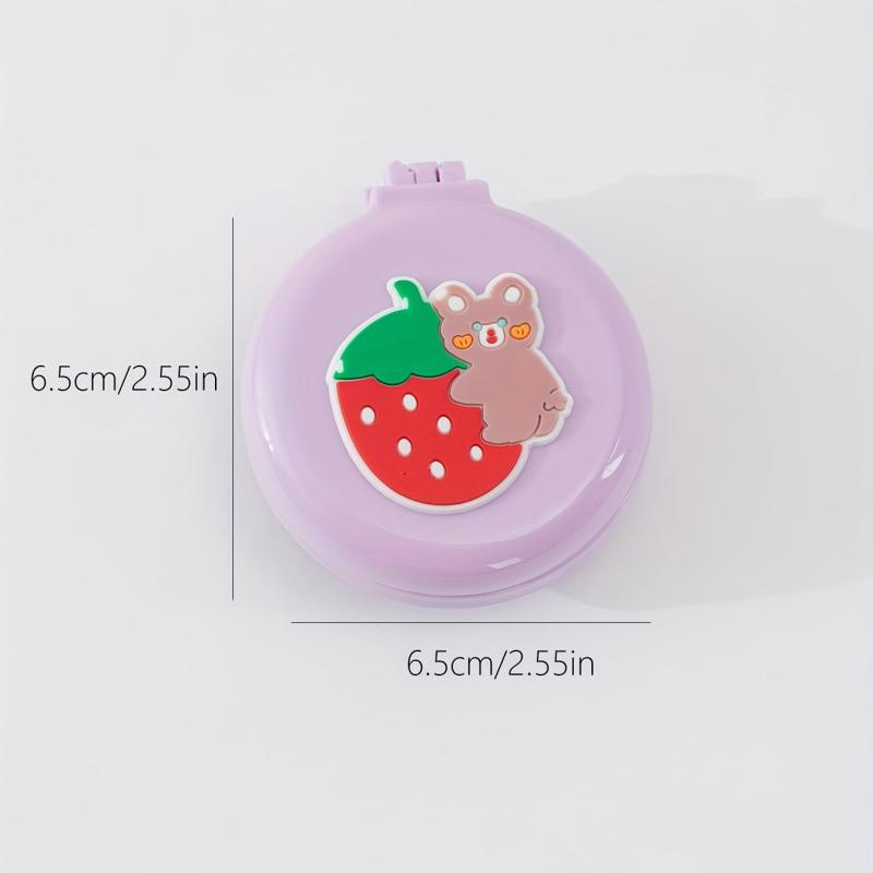 Round Mini Hair Brush w/ Mirror and Massage Comb for Women & Girls