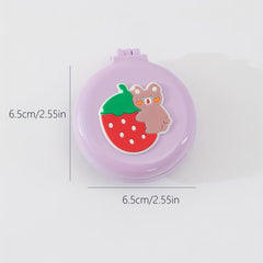 Round Mini Hair Brush w/ Mirror and Massage Comb for Women & Girls