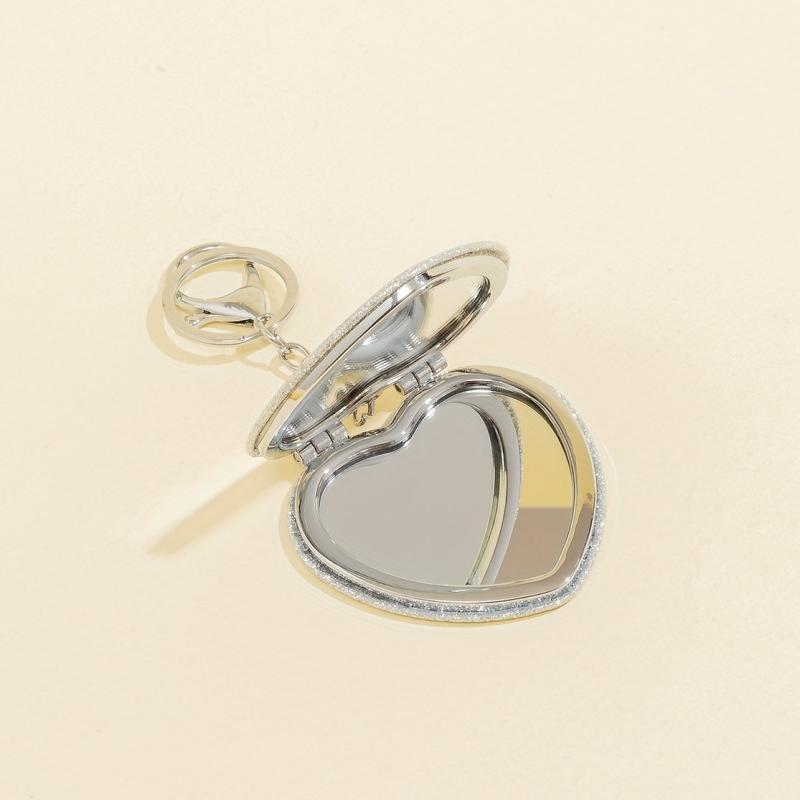 Heart Glitter Compact Mirror Double Side Touch up Mini Makeup Mirror