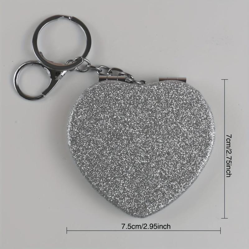 Heart Glitter Compact Mirror Double Side Touch up Mini Makeup Mirror