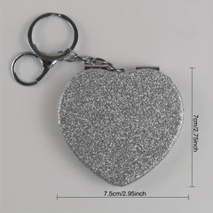 Heart Glitter Compact Mirror Double Side Touch up Mini Makeup Mirror