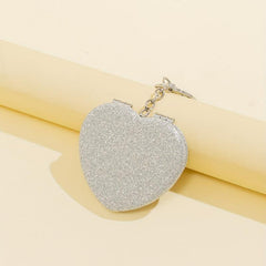 Heart Glitter Compact Mirror Double Side Touch up Mini Makeup Mirror