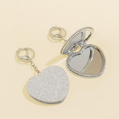 Heart Glitter Compact Mirror Double Side Touch up Mini Makeup Mirror