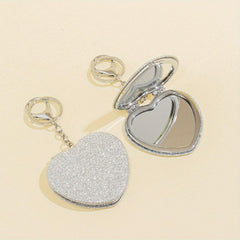 Heart Glitter Compact Mirror Double Side Touch up Mini Makeup Mirror