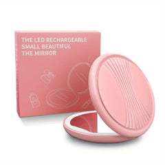 Portable Makeup Mirror with Lights Handheld Foldable Double Sided 1x 5x Mag