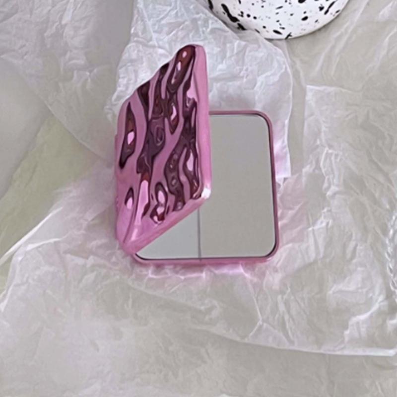 Pink Liquid Shape Square Vanity Mirror Creative Wave Pattern Double