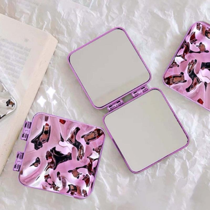 Pink Liquid Shape Square Vanity Mirror Creative Wave Pattern Double