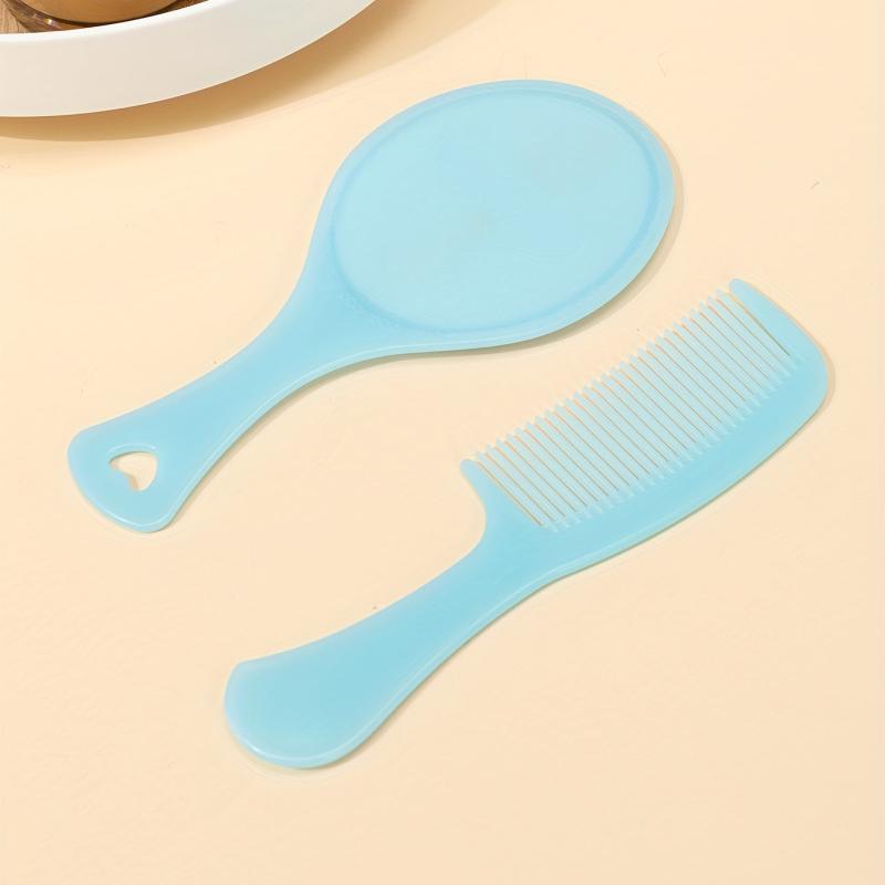 Makeup Mirror Comb Set Hair Brush Oval Vanity Mirror With Handle
