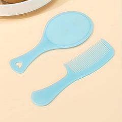 Makeup Mirror Comb Set Hair Brush Oval Vanity Mirror With Handle