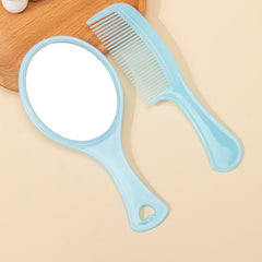 Makeup Mirror Comb Set Hair Brush Oval Vanity Mirror With Handle