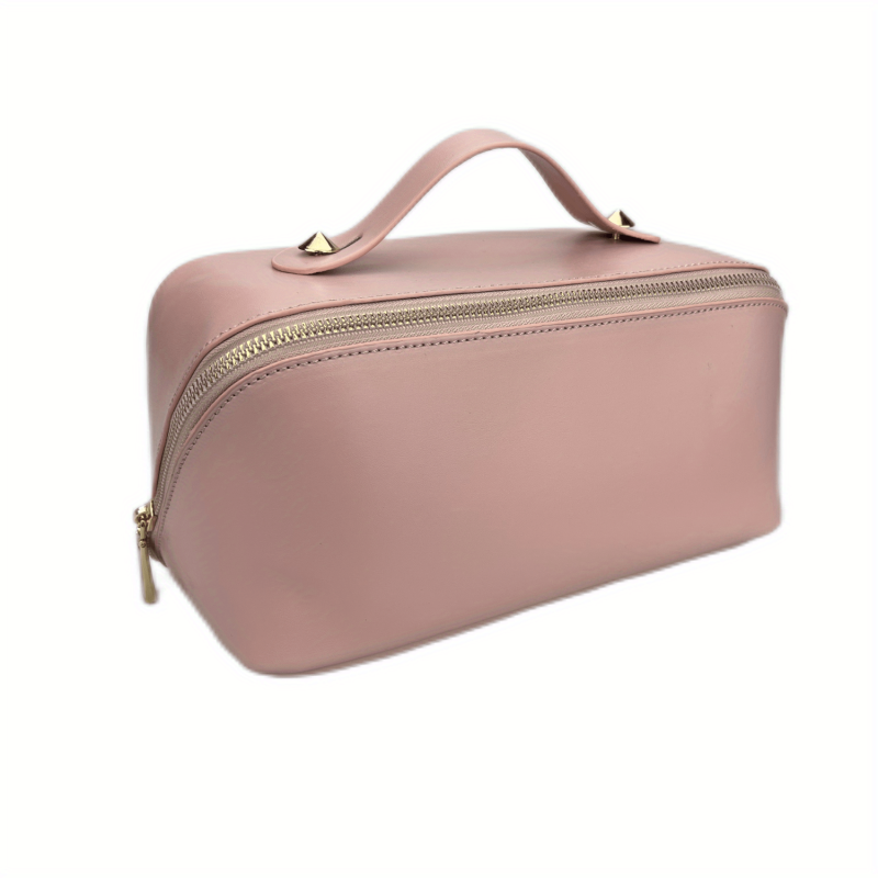 Large Opening Portable Cosmetic Bag PU Leather Toiletry Bag