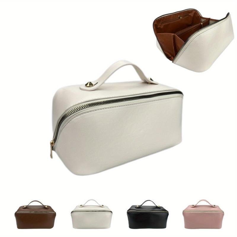 Large Opening Portable Cosmetic Bag PU Leather Toiletry Bag