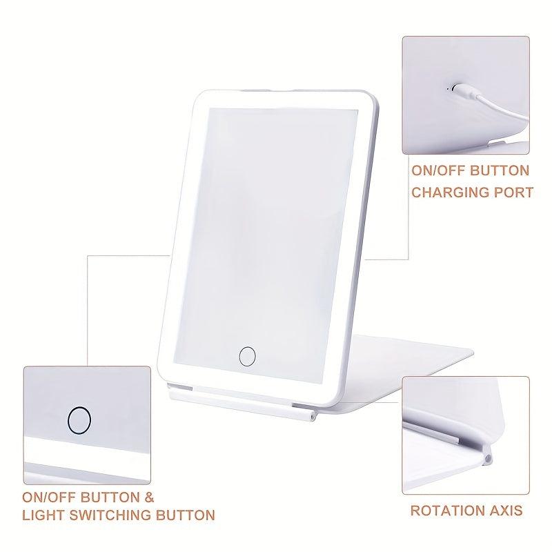 Portable LED Makeup Mirror Touch Screen Lightweight Thin Travel Cosmetic Office