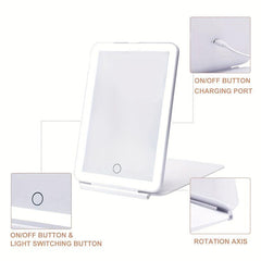 Portable LED Makeup Mirror Touch Screen Lightweight Thin Travel Cosmetic Office