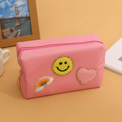 Waterproof Preppy Patch Makeup Bag Toiletry Organizer for Women/Girls