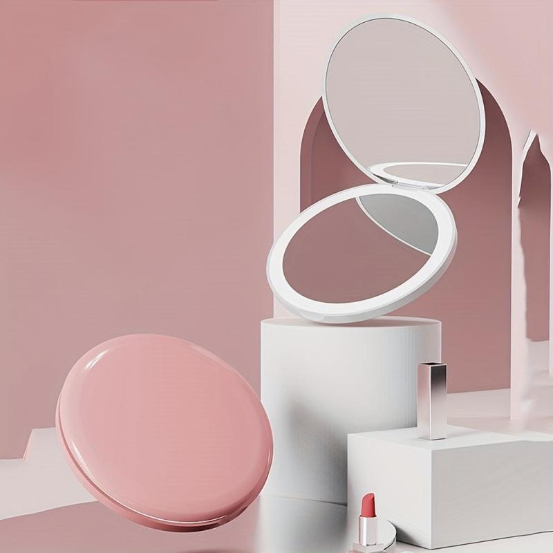 Mini LED Makeup Mirror Round Folding Portable Lighted Beauty Mirror