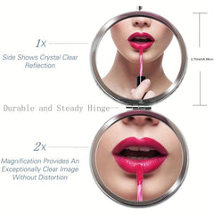 Double Sided Champagne Handheld Makeup Mirror for Travel and Vanity