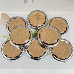 Double Sided Champagne Handheld Makeup Mirror for Travel and Vanity