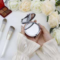 Double Sided Champagne Handheld Makeup Mirror for Travel and Vanity