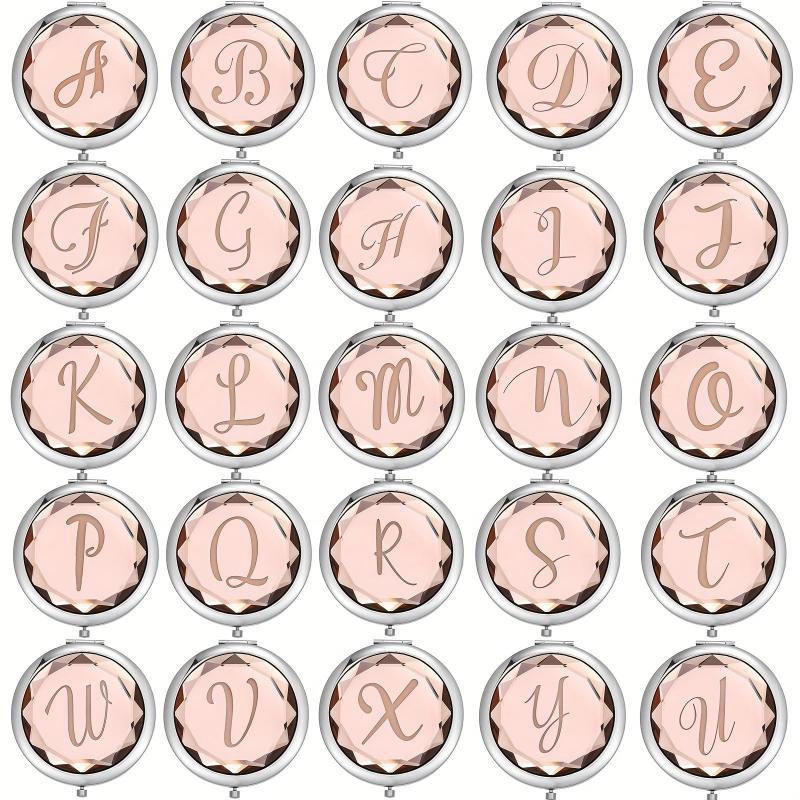 Double Sided Champagne Handheld Makeup Mirror for Travel and Vanity