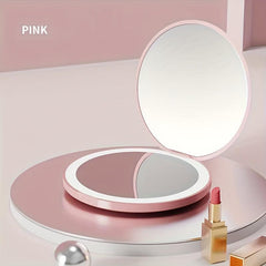 2pcs LED Makeup Mirror & Massage Comb Set Travel Portable Lighted Compact Mirror