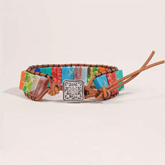 7 Chakra Bracelet Real Stones Leather Wrap Healing Bead Bracelet Boho Jewelry