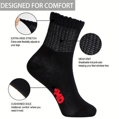 4 Pairs Men Bamboo Diabetic Ankle Socks Soft Non Binding Wide Str