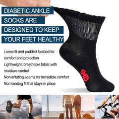 4 Pairs Men Bamboo Diabetic Ankle Socks Soft Non Binding Wide Str