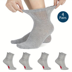 4 Pairs Men Bamboo Diabetic Ankle Socks Soft Non Binding Wide Str