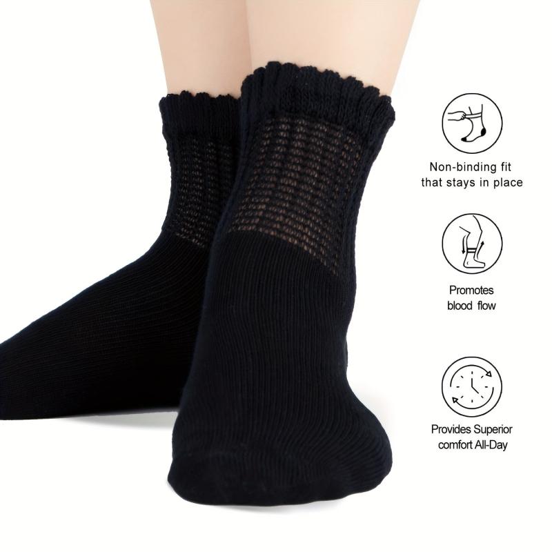 4 Pairs Men Bamboo Diabetic Ankle Socks Soft Non Binding Wide Str