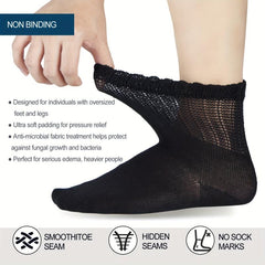 4 Pairs Men Bamboo Diabetic Ankle Socks Soft Non Binding Wide Str