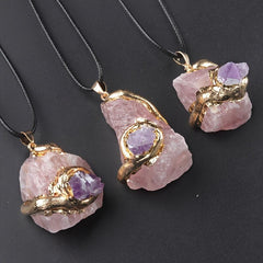 Gilt Crystal Raw Stone Pendant Multicolor Crystal Stone Irregular