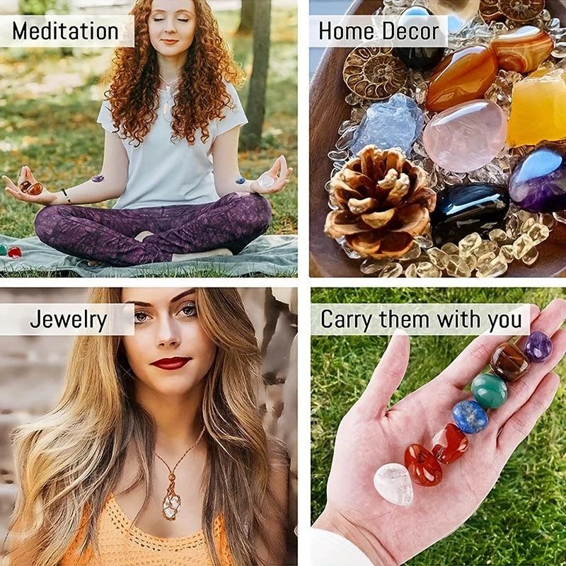 7pc 1 Set 7 Chakras Healing Stones Yoga Meditation Gift
