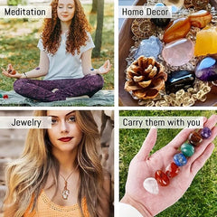 7pc 1 Set 7 Chakras Healing Stones Yoga Meditation Gift