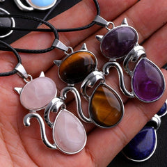 Healing Crystal Pendant Necklace Chakra Balance Positive Energy Gem Gift