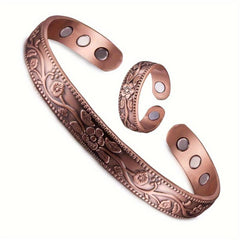 2pcs Copper Adjustable Magnet Cuff Bracelet for Carpal Tunnel Relief