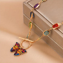 7 Chakra Healing Crystal Butterfly Clavicle Necklace Gift