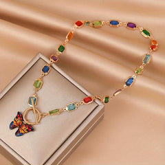 7 Chakra Healing Crystal Butterfly Clavicle Necklace Gift
