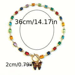 7 Chakra Healing Crystal Butterfly Clavicle Necklace Gift