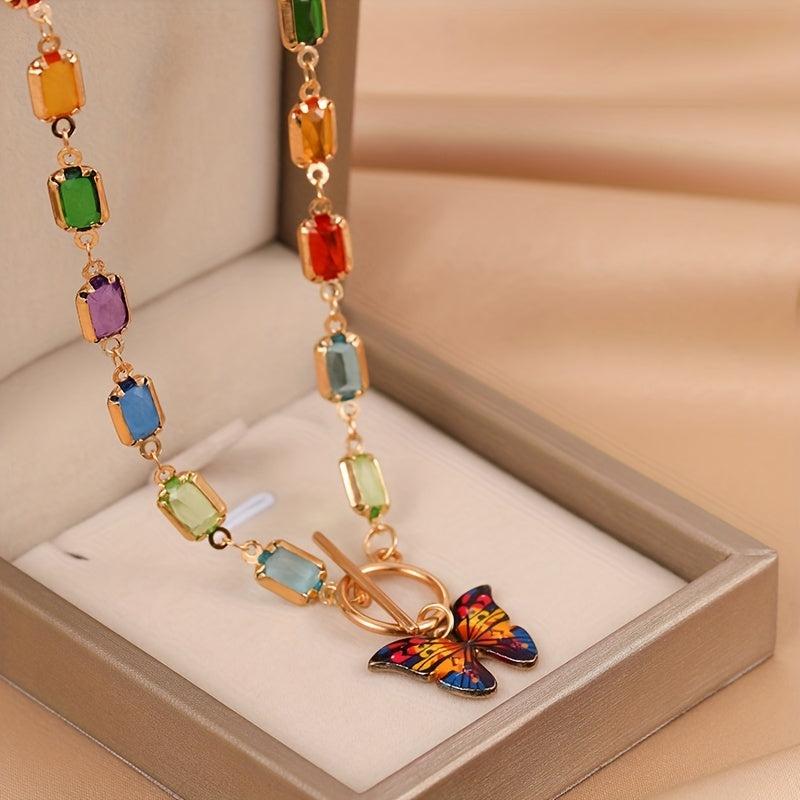 7 Chakra Healing Crystal Butterfly Clavicle Necklace Gift