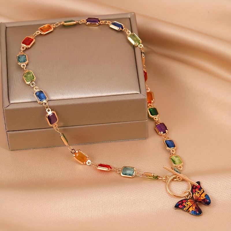7 Chakra Healing Crystal Butterfly Clavicle Necklace Gift