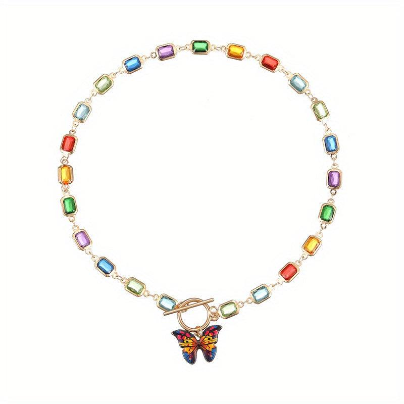 7 Chakra Healing Crystal Butterfly Clavicle Necklace Gift