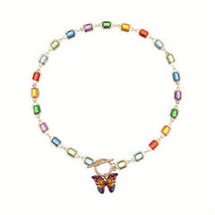 7 Chakra Healing Crystal Butterfly Clavicle Necklace Gift