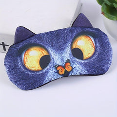 Cat Print Eye Mask 3D Eye Shade for Sleeping, Car Travel, Office, Plane