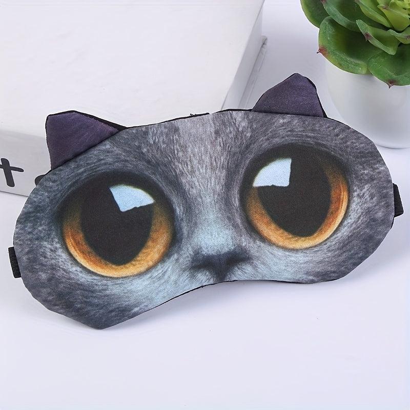 Cat Print Eye Mask 3D Eye Shade for Sleeping, Car Travel, Office, Plane