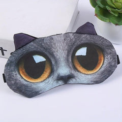 Cat Print Eye Mask 3D Eye Shade for Sleeping, Car Travel, Office, Plane