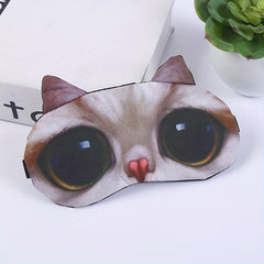 Cat Print Eye Mask 3D Eye Shade for Sleeping, Car Travel, Office, Plane
