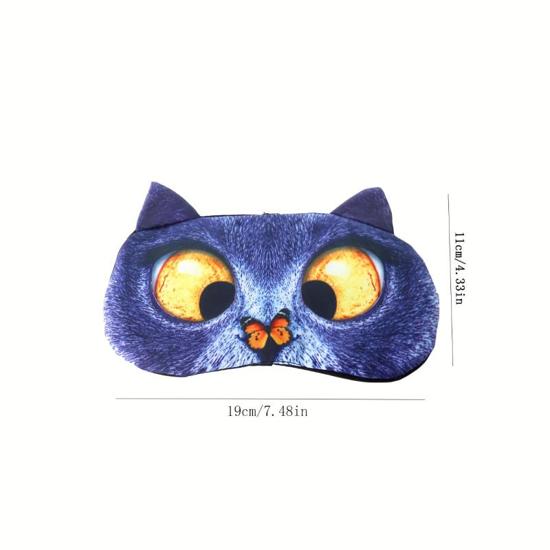 Cat Print Eye Mask 3D Eye Shade for Sleeping, Car Travel, Office, Plane