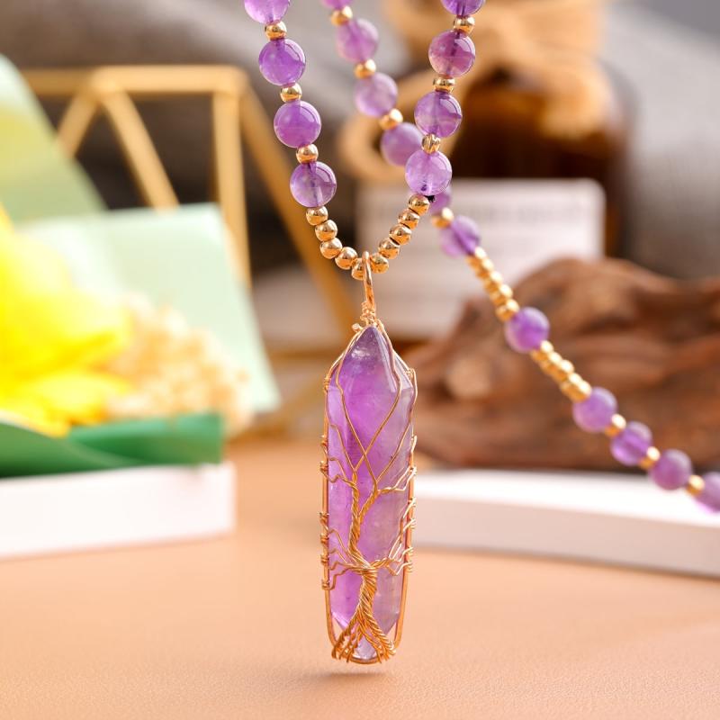 Amethyst Tree Of Life Chakra Pendant Necklace